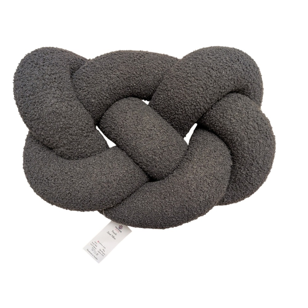Macmaer Boucle Knot Pillow Charcoal Gray Handmade Sweden Decorative Accent Cozy‎